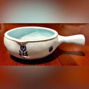 Vintage Cronin Pottery, Blue Tulip, Handled for Melting Butter. NO Lid